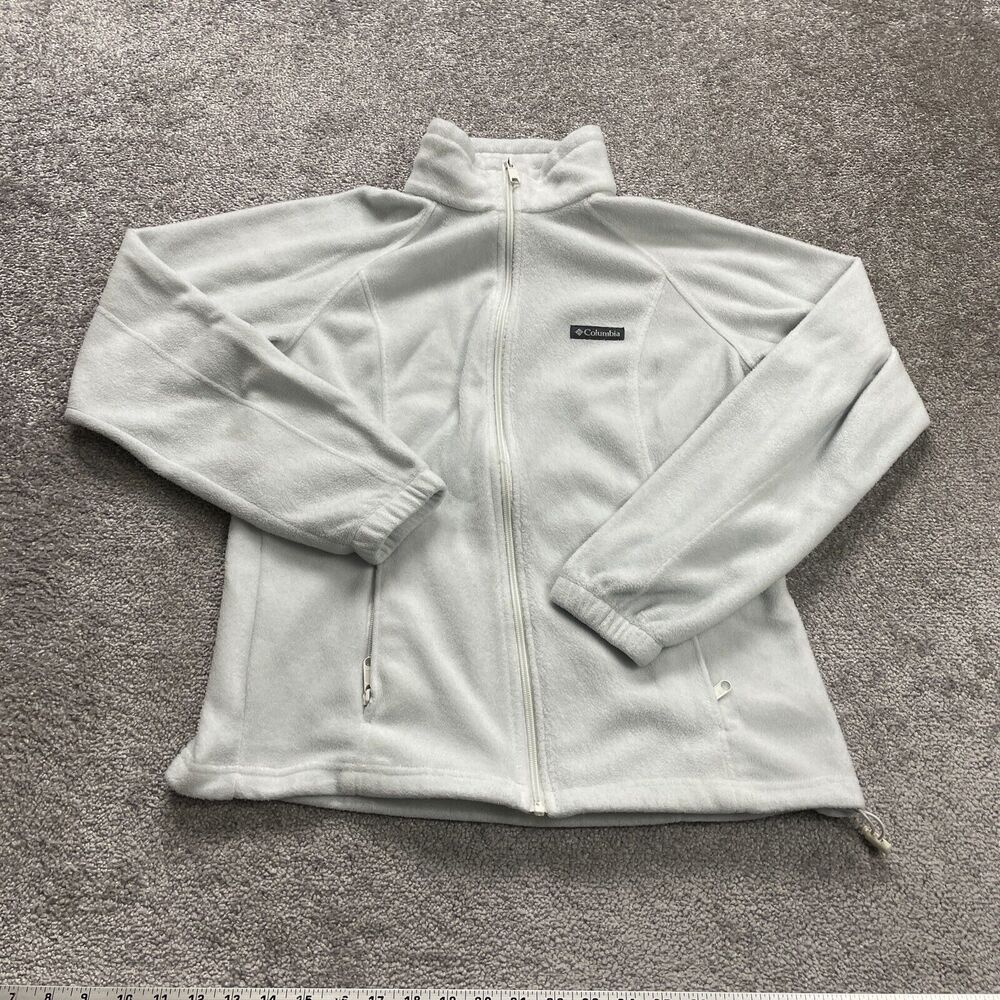 Columbia Benton Springs Fleece Jacket Womens Large White Full Zip Outdoor Hiking